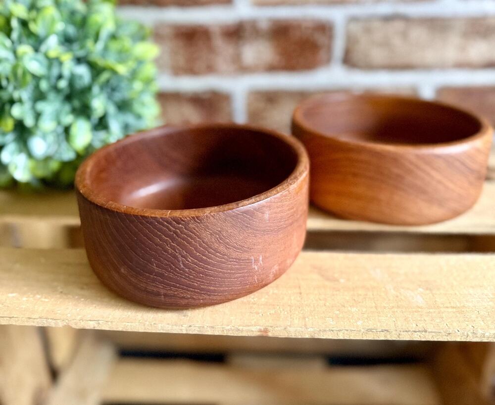 Vintage Teak Salad Bowl Set | Mid Century Modern Wood Serving Bowls